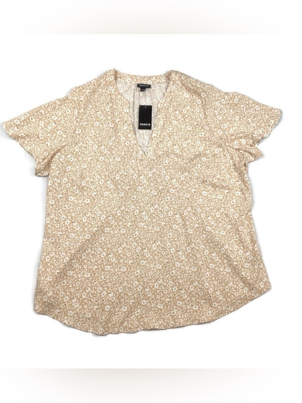 Torrid Flutter Sleeve Tan Floral Blouse Top 1X NEW! Retail $45